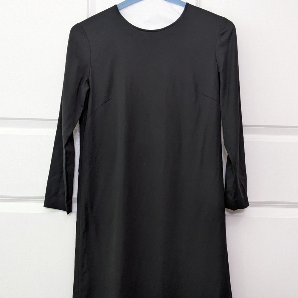 Theory Landain Slit Back Dress Women's 6 Black Lined Wool Viscose